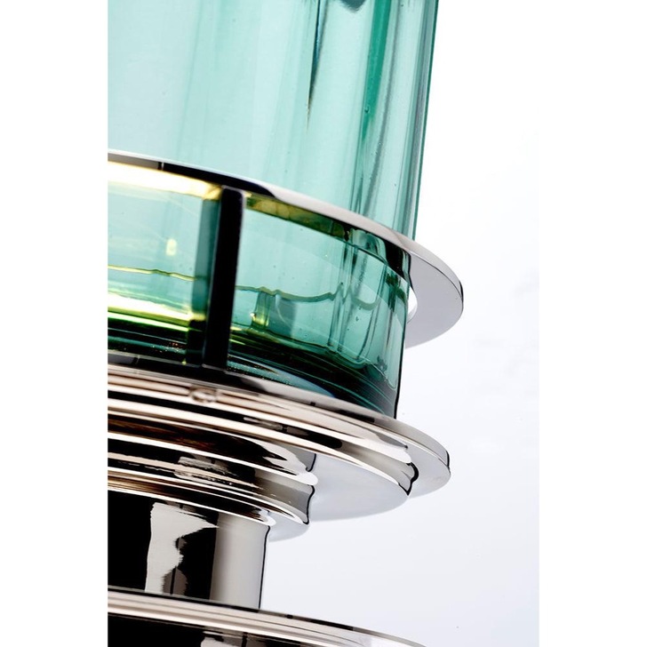 Quintiesse Arno Green Glass Table Lamp Complete With Polished Nickel Metalwork - QN-ARNO-GREEN-PN