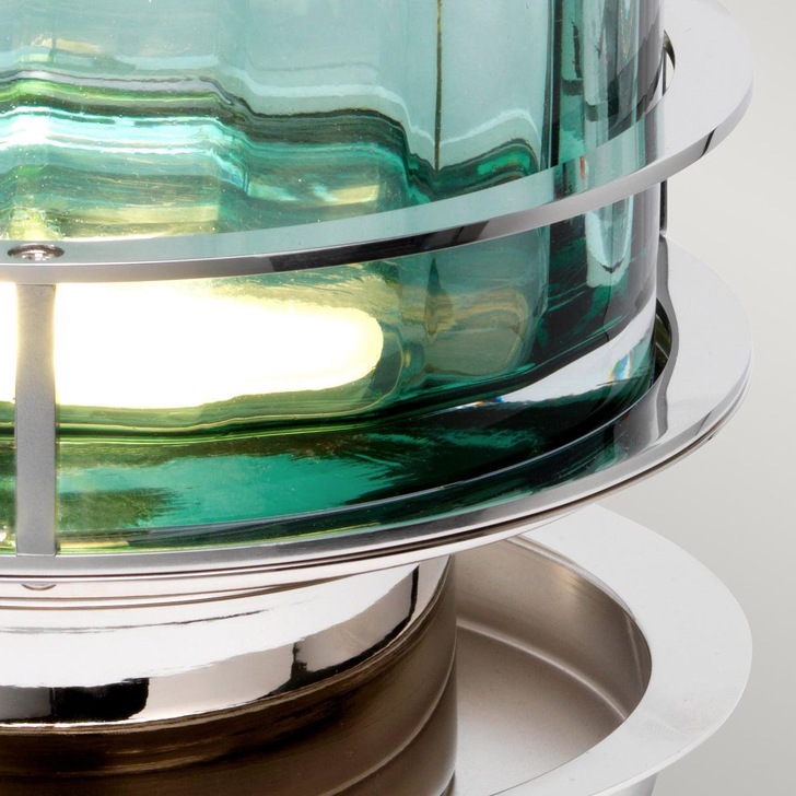 Quintiesse Arno Green Glass Table Lamp Complete With Polished Nickel Metalwork - QN-ARNO-GREEN-PN