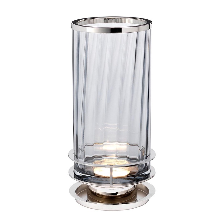 Quintiesse Arno Smoke Glass Table Lamp Complete With Polished Nickel Metalwork - QN-ARNO-SMOKE-PN