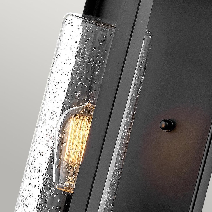 Quintiesse Atwater 1 Light Large Outdoor Wall Lantern In Black Complete WIth Clear Seeded Glass - IP44 - QN-ATWATER-L-BK