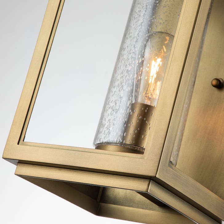 Quintiesse Atwater 1 Light Large Outdoor Wall Lantern In Painted Distressed Brass Complete WIth Clear Seeded Glass - IP44 - QN-ATWATER-L-PDP