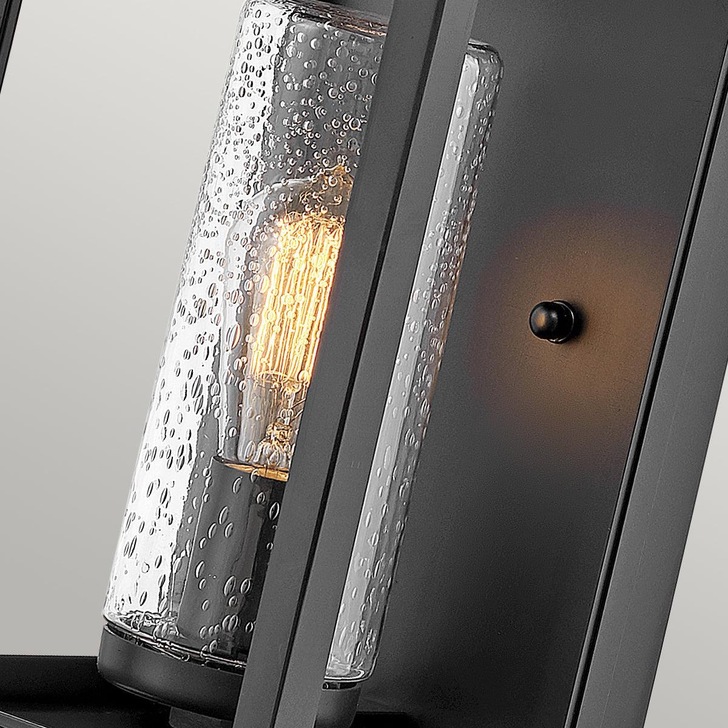 Quintiesse Atwater 1 Light Medium Outdoor Wall Lantern In Black Complete WIth Clear Seeded Glass - IP44 - QN-ATWATER-M-BK