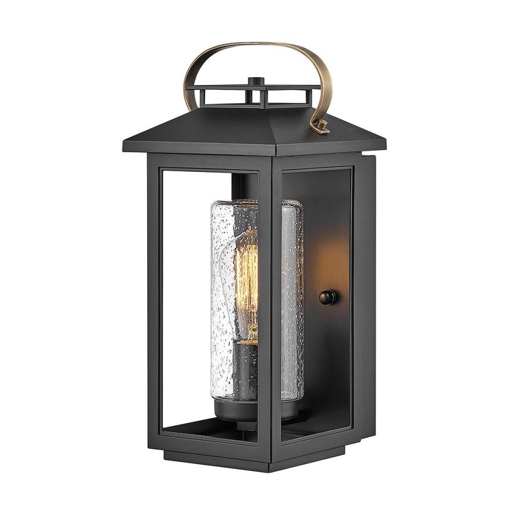 Quintiesse Atwater 1 Light Small Outdoor Wall Lantern In Black Complete WIth Clear Seeded Glass - IP44 - QN-ATWATER-S-BK