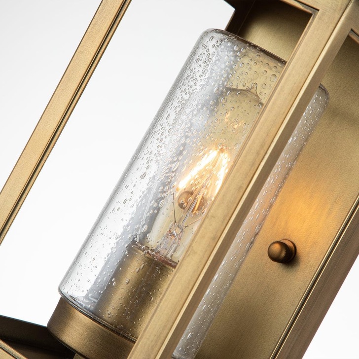 Quintiesse Atwater 1 Light Small Outdoor Wall Lantern In Painted Distressed Brass Complete WIth Clear Seeded Glass - IP44 - QN-ATWATER-S-PDP