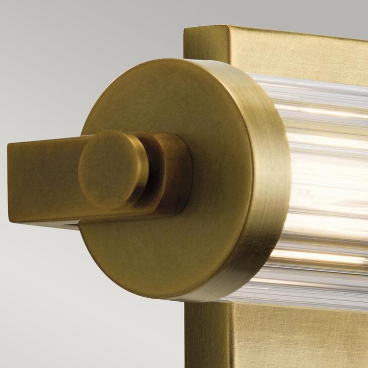 Quintiesse Azores 2 Light Bathroom Wall Light In Natural Brass Finish Complete WIth Clear Fluted Glass - IP44 - QN-AZORES2-NBR