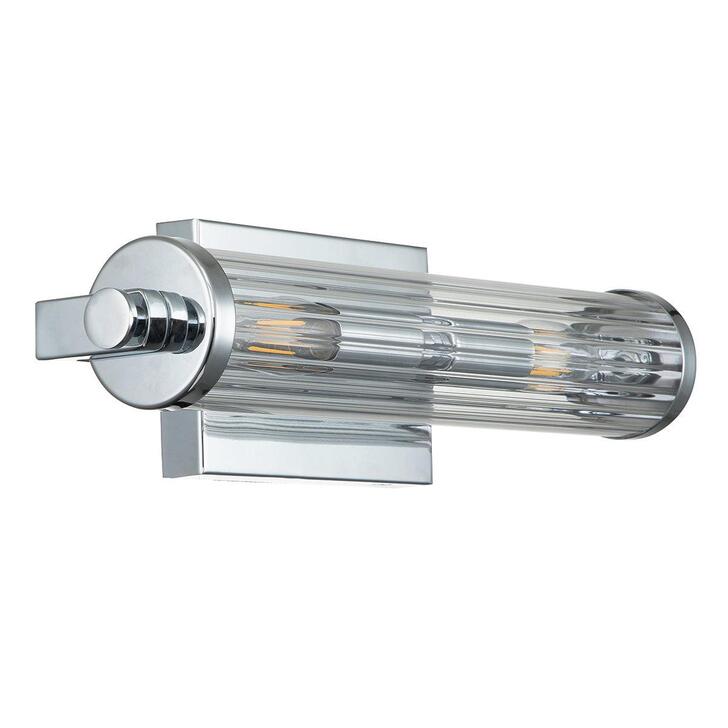 Quintiesse Azores 2 Light Bathroom Wall Light In Polished Chrome Finish Complete WIth Clear Fluted Glass - IP44 - QN-AZORES2-PC