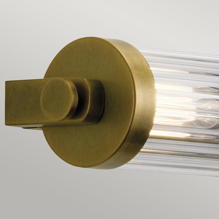 Quintiesse Azores 4 Light Bathroom Wall Light In Natural Brass Finish Complete WIth Clear Fluted Glass - IP44 - QN-AZORES4-NBR