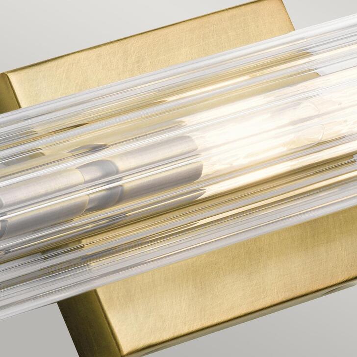 Quintiesse Azores 4 Light Bathroom Wall Light In Natural Brass Finish Complete WIth Clear Fluted Glass - IP44 - QN-AZORES4-NBR