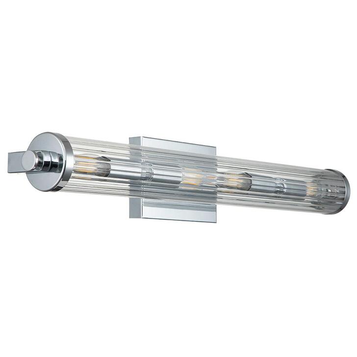 Quintiesse Azores 4 Light Bathroom Wall Light In Polished Chrome Finish Complete WIth Clear Fluted Glass - IP44 - QN-AZORES4-PC