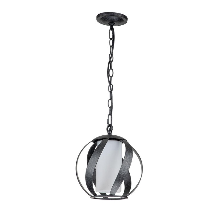 Quintiesse Blacksmith 1 Light Outdoor Pendant In Old Black Complete With Satin Opal Etched Glass - QN-BLACKSMITH-P-OBK