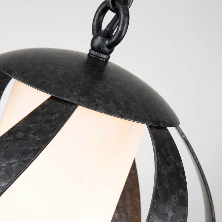 Quintiesse Blacksmith 1 Light Outdoor Pendant In Old Black Complete With Satin Opal Etched Glass - QN-BLACKSMITH-P-OBK