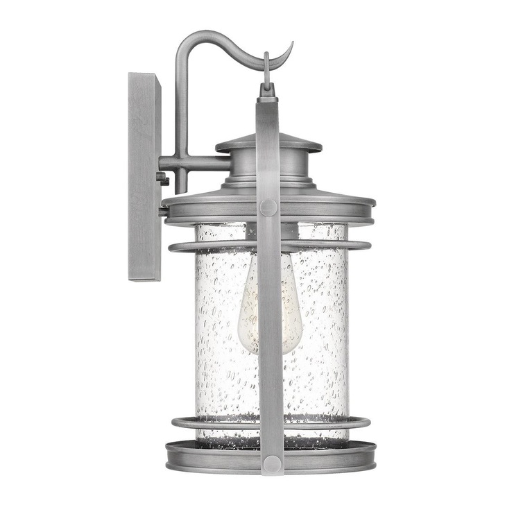 Quintiesse Booker 1 Light Medium Exterior Wall Lantern In Industrial Aluminium Complete With Clear Seeded Glass - QN-BOOKER-M-IA