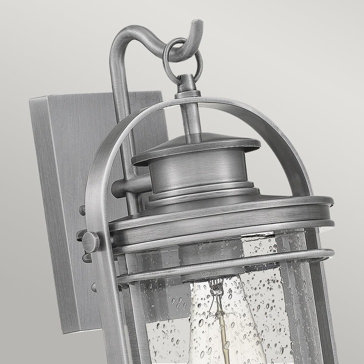 Quintiesse Booker 1 Light Medium Exterior Wall Lantern In Industrial Aluminium Complete With Clear Seeded Glass - QN-BOOKER-M-IA