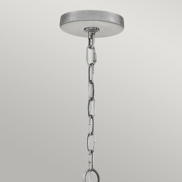 Quintiesse Booker 1 Light Small Exterior Chain Lantern In Industrial Aluminium Complete With Clear Seeded Glass - QN-BOOKER8-S-IA