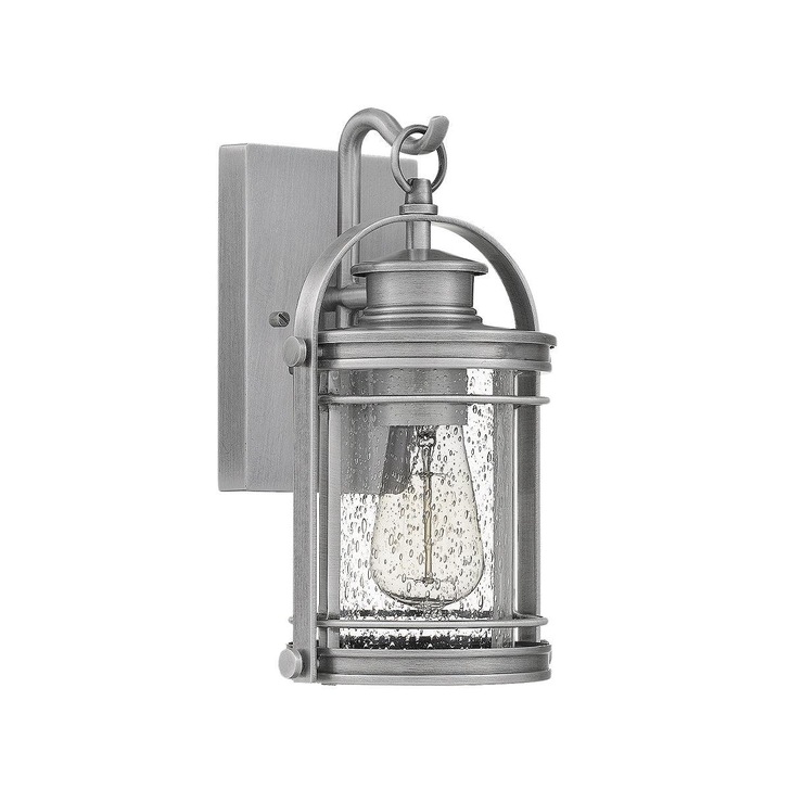 Quintiesse Booker 1 Light Small Exterior Wall Lantern In Industrial Aluminium Complete With Clear Seeded Glass - QN-BOOKER-S-IA