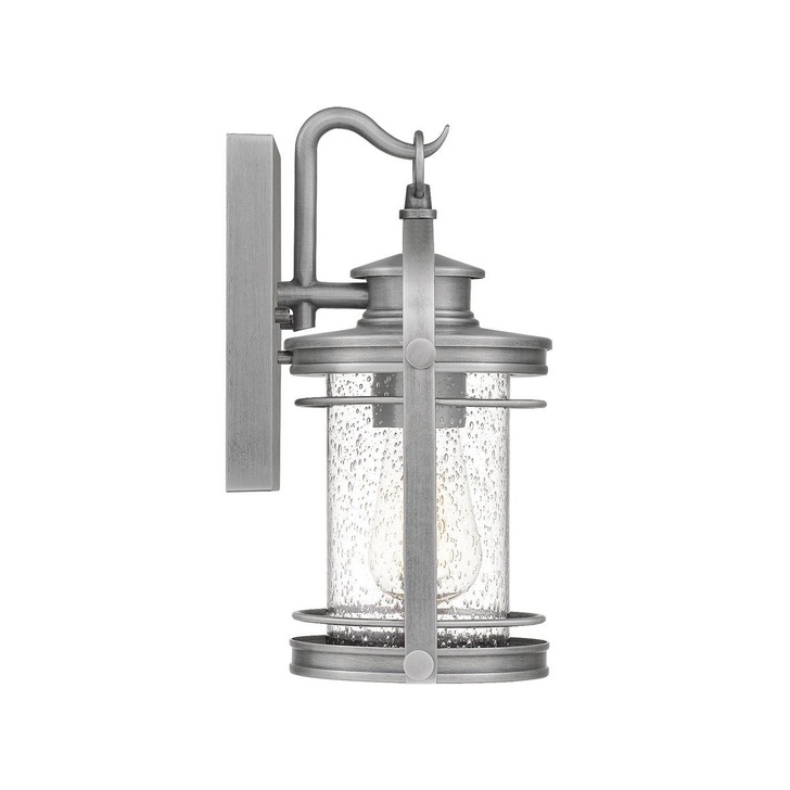 Quintiesse Booker 1 Light Small Exterior Wall Lantern In Industrial Aluminium Complete With Clear Seeded Glass - QN-BOOKER-S-IA