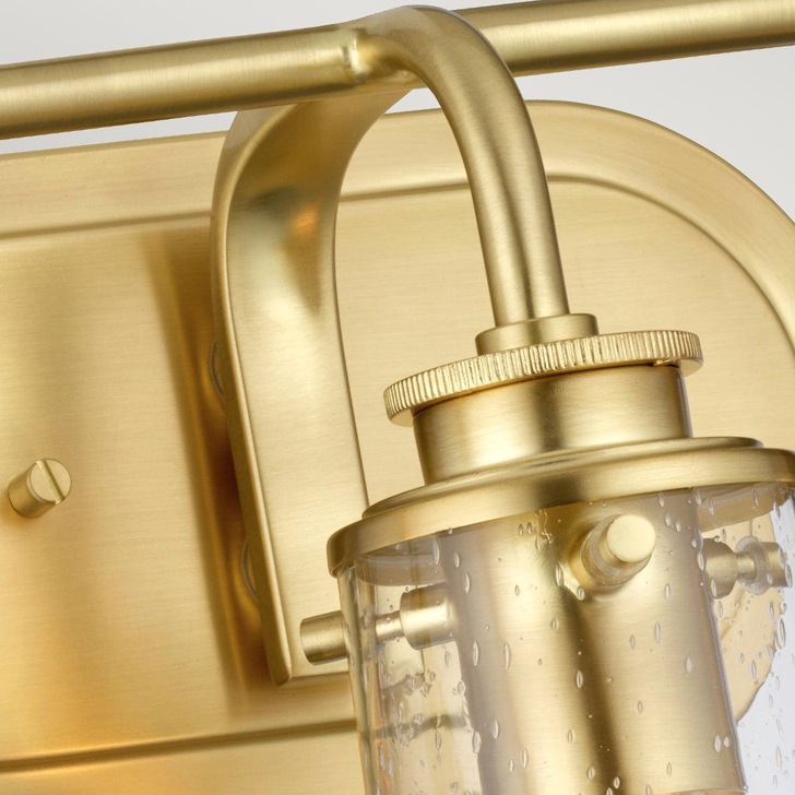 Quintiesse Braelyn 3 Light Bathroom Wall Light In Brushed Brass Complete With Clear Seeded Glasses - QN-BRAELYN3-BB