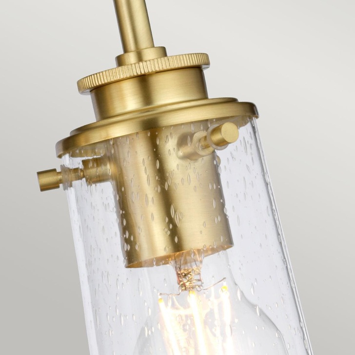 Quintiesse Braelyn 3 Light Bathroom Wall Light In Brushed Brass Complete With Clear Seeded Glasses - QN-BRAELYN3-BB