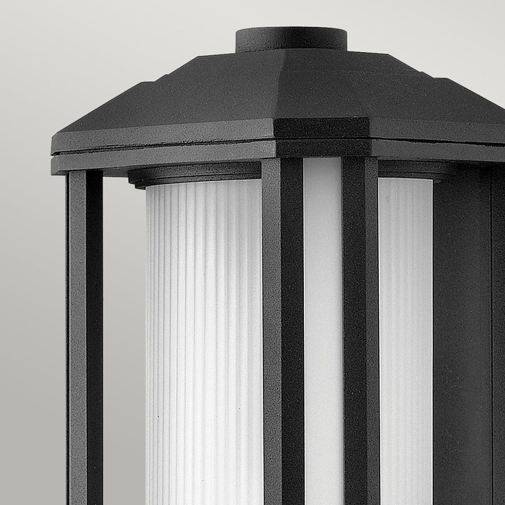 Quintiesse Castelle 1 Light Medium Outdoor Wall Lantern In Black Complete With RIbbed Etched Glass - IP44 - QN-CASTELLE-M-BLK