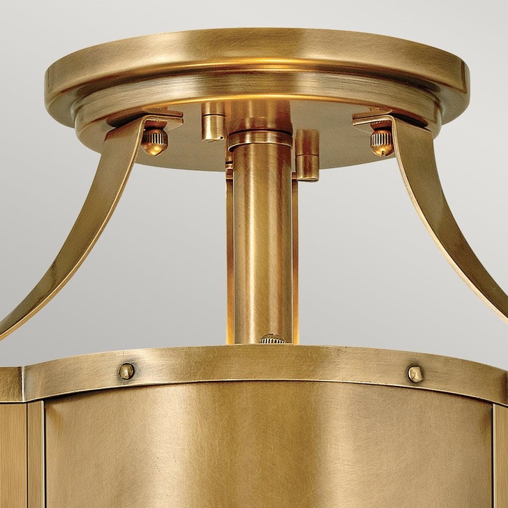 Quintiesse Chance 2 Light Semi-flush Mount In Heritage Brass Complete With Etched Opal Glass - QN-CHANCE-SF-S-HB