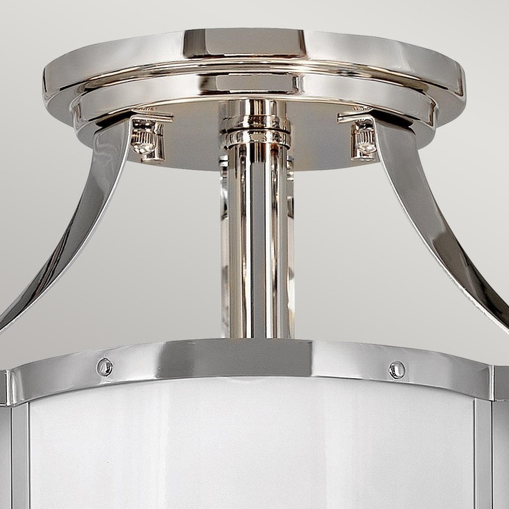 Quintiesse Chance 2 Light Semi-flush Mount In Polished Nickel Complete With Etched Opal Glass - QN-CHANCE-SF-S-PN