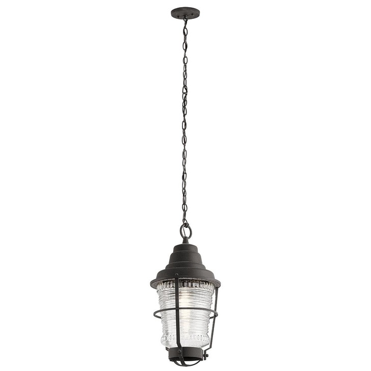 Quintiesse Chance Harbor 1 Oudoor Pendant Lantern Light In Weathered Zinc Complete WIth Clear Ribbed Glass - IP44 - QN-CHANCE-HARBOR8