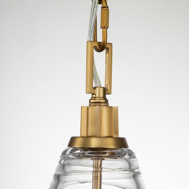 Quintiesse Elmore 1 Light Pendant In Burnished Brass Finish Complete With Clear Candy Glass - QN-ELMORE-P-BBS