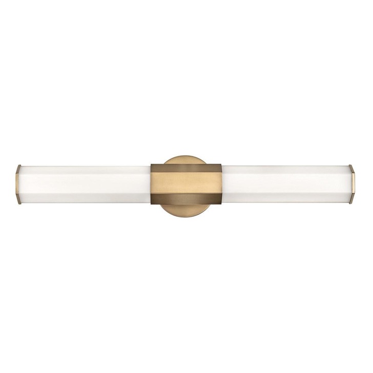 Quintiesse Facet Double LED Bathroom Wall Light In Heritage Brass Finish Complete With Satin Opal Etched Glass - IP44 - QN-FACET-LED2-HB-BATH