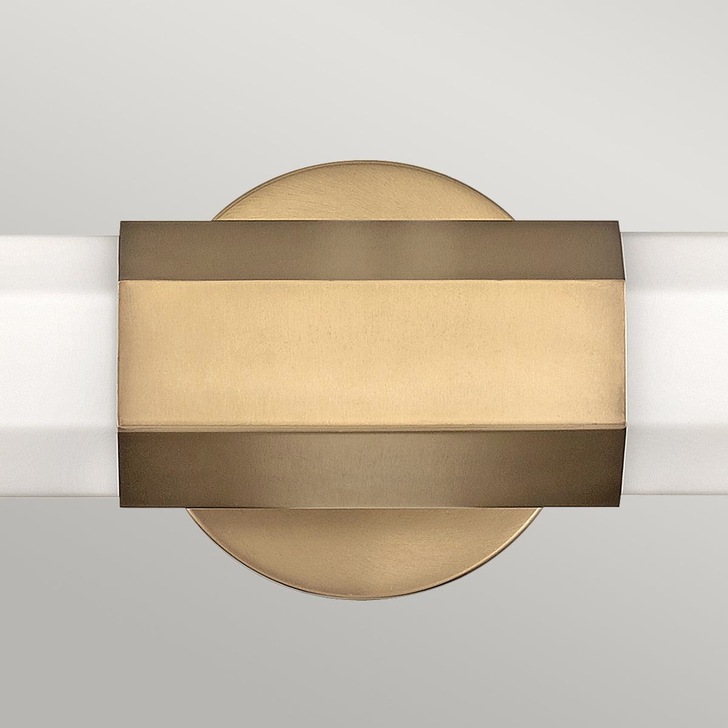 Quintiesse Facet Double LED Bathroom Wall Light In Heritage Brass Finish Complete With Satin Opal Etched Glass - IP44 - QN-FACET-LED2-HB-BATH