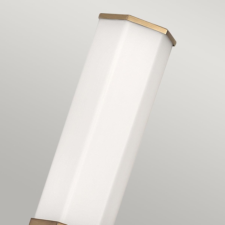 Quintiesse Facet Single LED Bathroom Wall Light In Heritage Brass Finish Complete With Satin Opal Etched Glass - IP44 - QN-FACET-LED1-HB-BATH