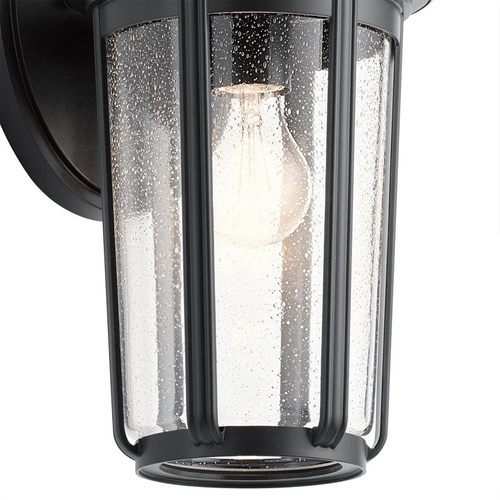 Quintiesse Fairfield 1 Light Large Outdoor Wall Lantern In Black Complete With Clear Seeded Glass - IP44 - QN-FAIRFIELD-L-BK