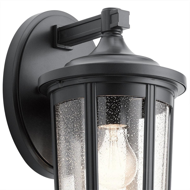 Quintiesse Fairfield 1 Light Large Outdoor Wall Lantern In Black Complete With Clear Seeded Glass - IP44 - QN-FAIRFIELD-L-BK