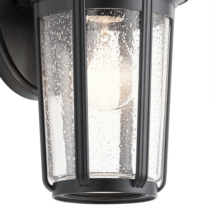 Quintiesse Fairfield 1 Light Medium Outdoor Wall Lantern In Black Complete With Clear Seeded Glass - IP44 - QN-FAIRFIELD-M-BK