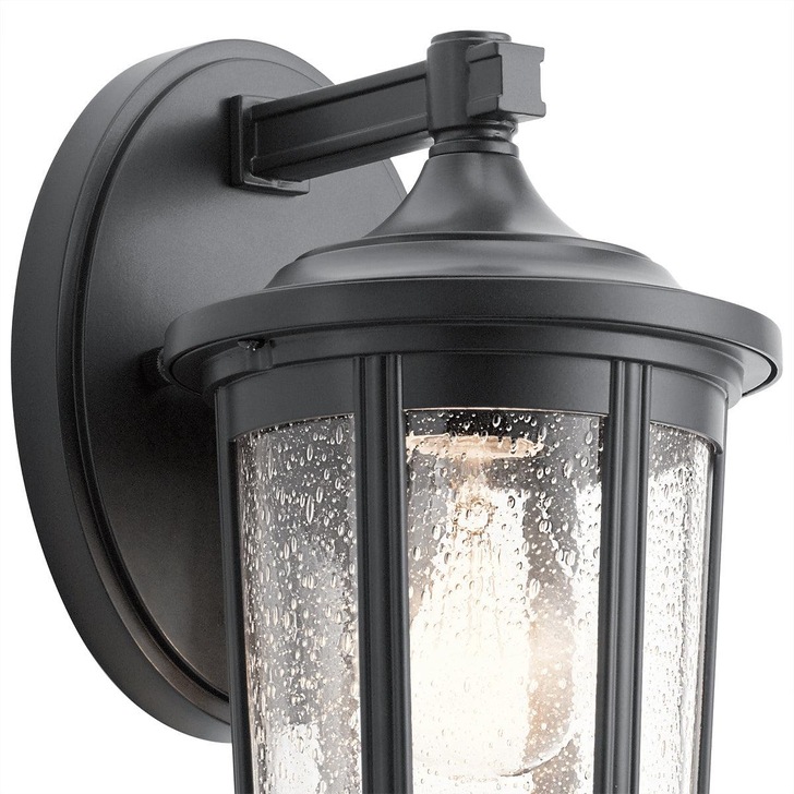 Quintiesse Fairfield 1 Light Medium Outdoor Wall Lantern In Black Complete With Clear Seeded Glass - IP44 - QN-FAIRFIELD-M-BK