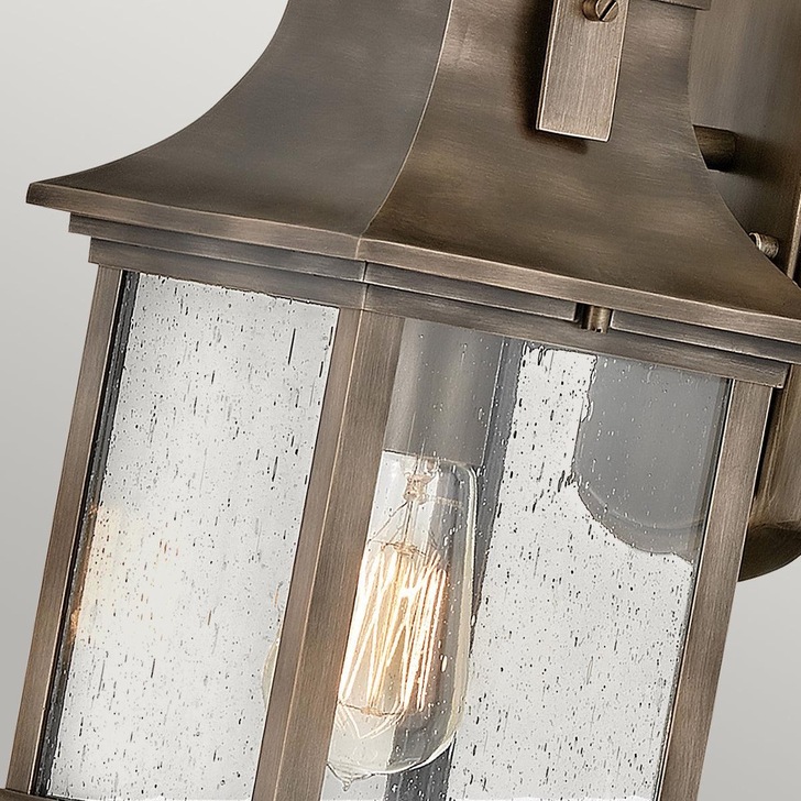 Quintiesse Grant 1 Light Small Painted Burnished Bronze Wall Lantern Complete WIth Clear Seeded Glass - IP44 - QN-GRANT-S-BU