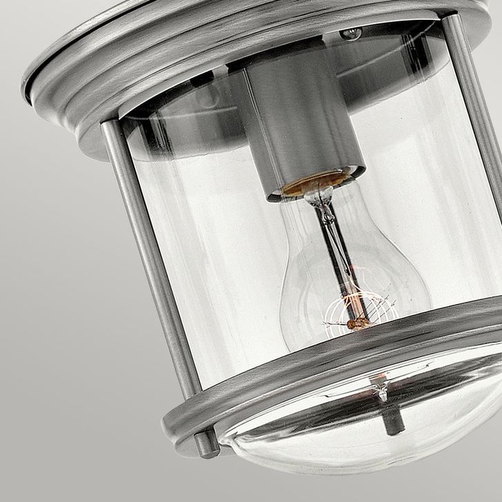 Quintiesse Hadrian 1 Light Flush Mount In Antique Nickel Complete With Clear Glass - QN-HADRIAN-MINI-F-AN-CLEAR