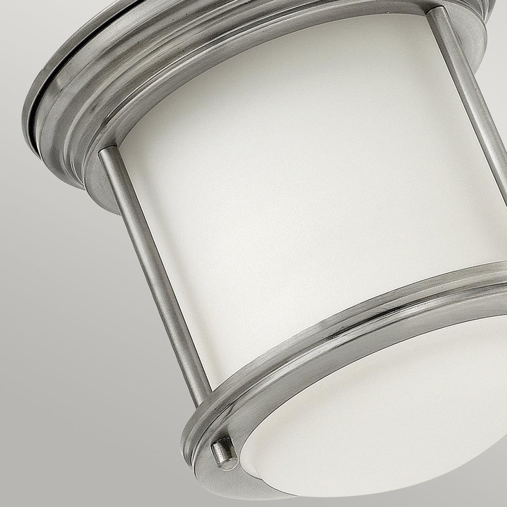 Quintiesse Hadrian 1 Light Flush Mount In Antique Nickel Complete With Opal Glass - QN-HADRIAN-MINI-F-AN-OPAL