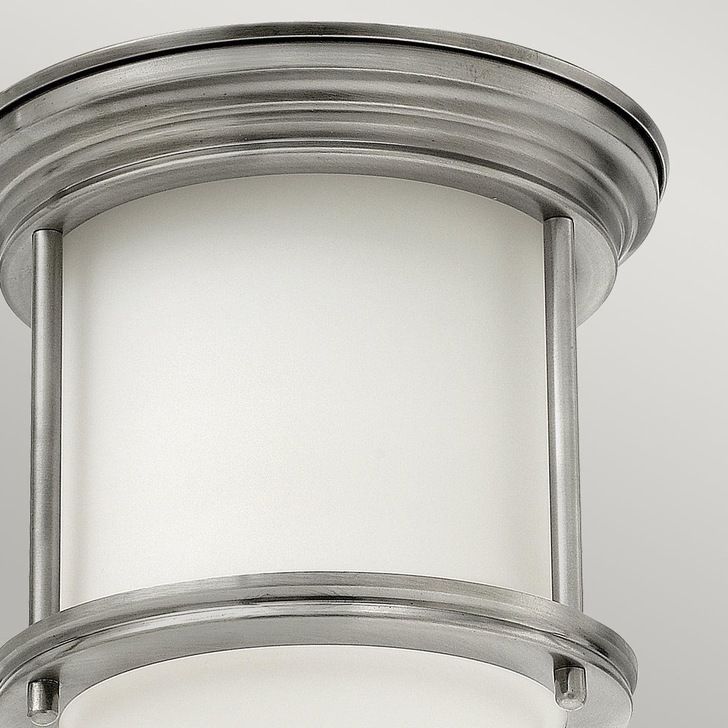 Quintiesse Hadrian 1 Light Flush Mount In Antique Nickel Complete With Opal Glass - QN-HADRIAN-MINI-F-AN-OPAL