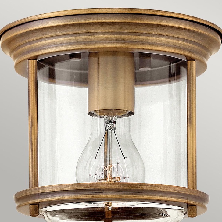 Quintiesse Hadrian 1 Light Flush Mount In Brushed Bronze Complete With Clear Glass - QN-HADRIAN-MINI-F-BR-CLEAR