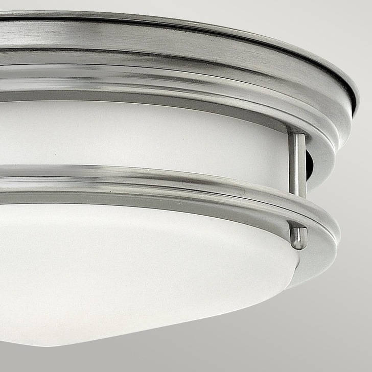 Quintiesse Hadrian 2 Light Flush Mount In Antique Nickel Complete With Opal Glass - QN-HADRIAN-FS-AN-OPAL