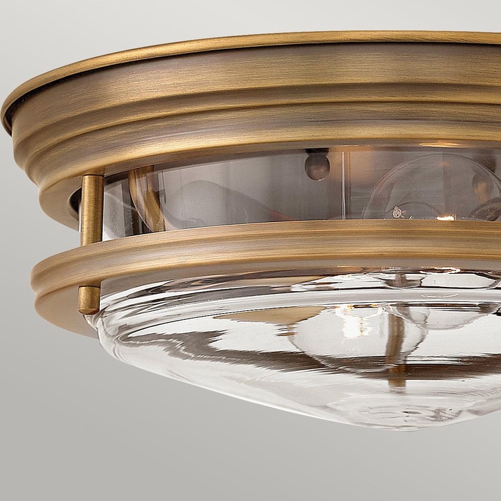 Quintiesse Hadrian 2 Light Flush Mount In Brushed Bronze Complete With Clear Glass - QN-HADRIAN-FS-BR-CLEAR