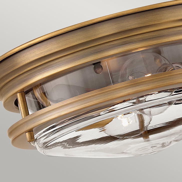 Quintiesse Hadrian 2 Light Flush Mount In Brushed Bronze Complete With Clear Glass - QN-HADRIAN-FS-BR-CLEAR