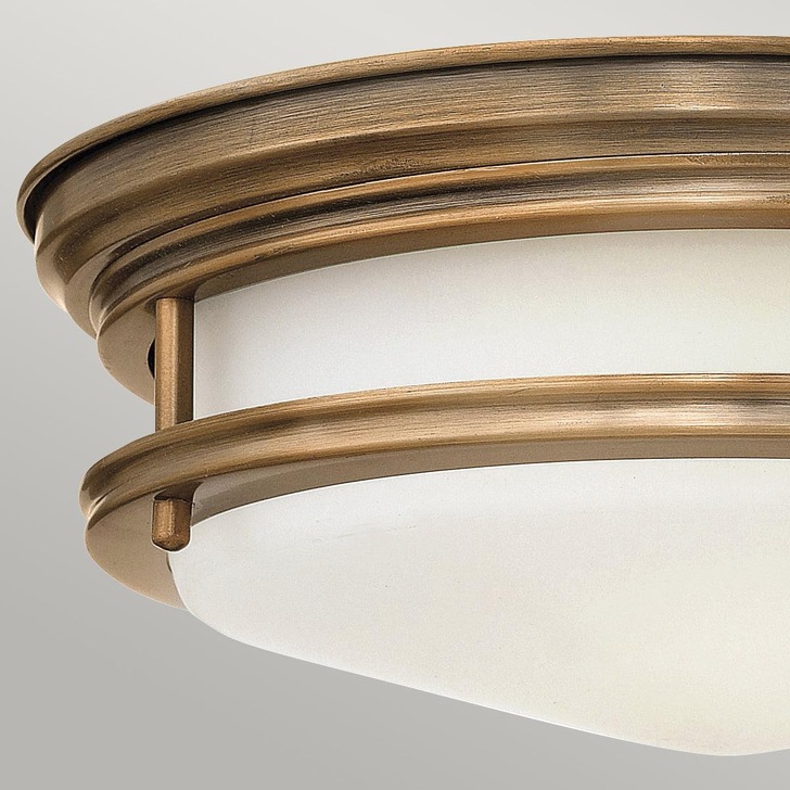 Quintiesse Hadrian 2 Light Flush Mount In Brushed Bronze Complete With Opal Glass - QN-HADRIAN-FS-BR-OPAL