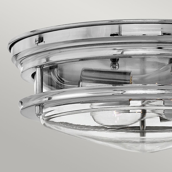 Quintiesse Hadrian 2 Light Flush Mount In Chrome Complete With Clear Glass - QN-HADRIAN-FS-CM-CLEAR