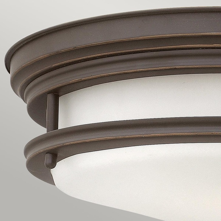 Quintiesse Hadrian 2 Light Flush Mount In Oil Rubbed Bronze Complete With Opal Glass - QN-HADRIAN-FS-OZ-OPAL