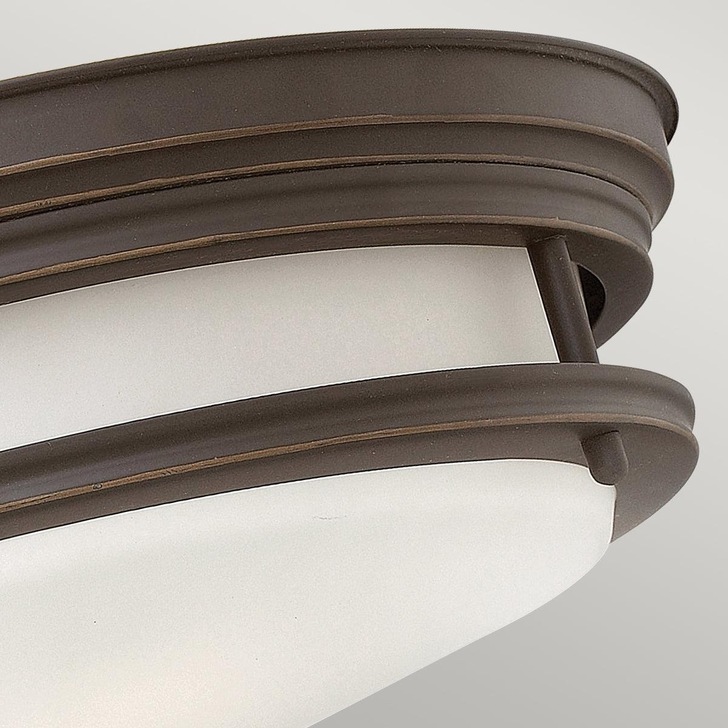 Quintiesse Hadrian 2 Light Flush Mount In Oil Rubbed Bronze Complete With Opal Glass - QN-HADRIAN-FS-OZ-OPAL