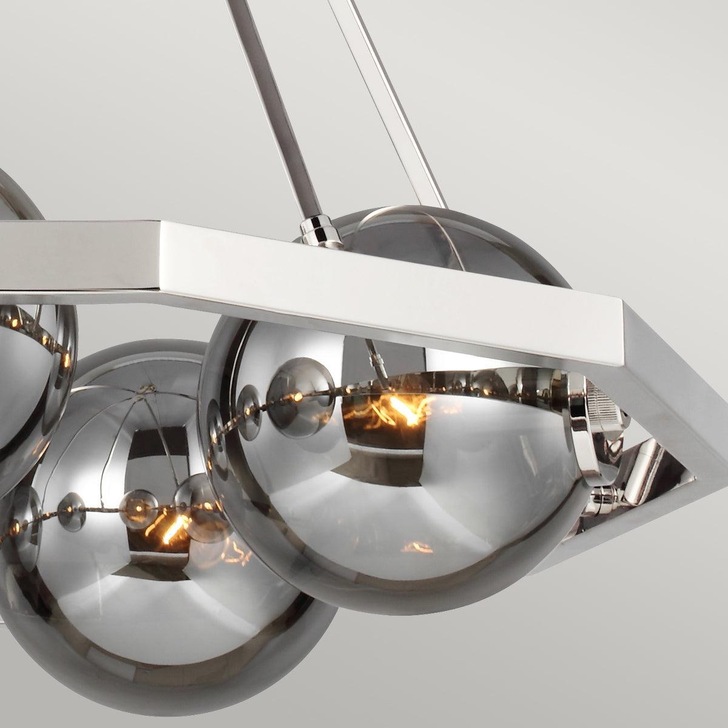 Quintiesse Harper 5 Light Chandelier In Polished Nickel Complete WIth Smoke Glasses - QN-HARPER5