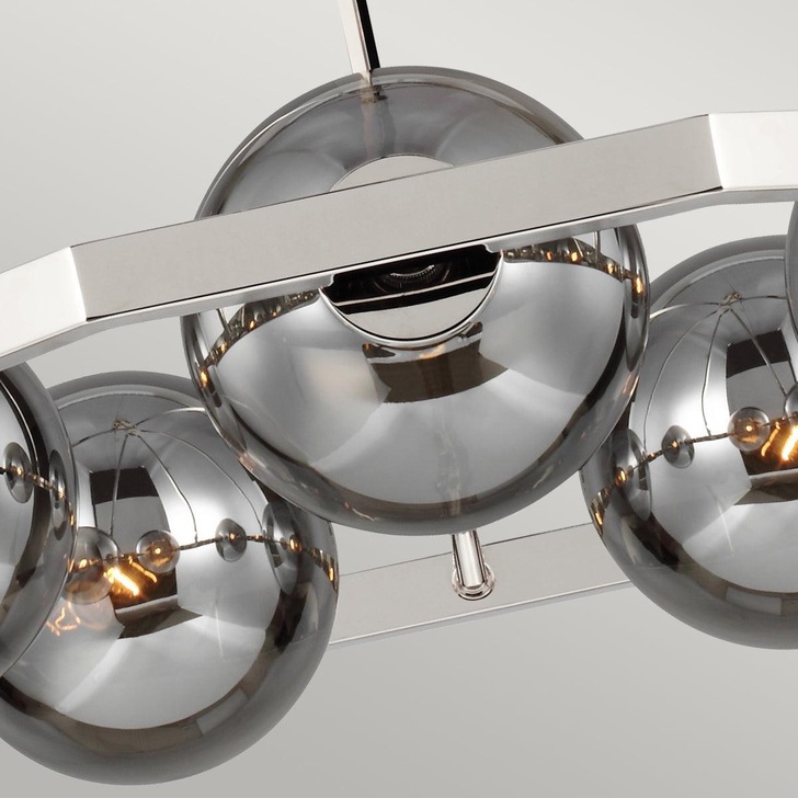 Quintiesse Harper 5 Light Chandelier In Polished Nickel Complete WIth Smoke Glasses - QN-HARPER5