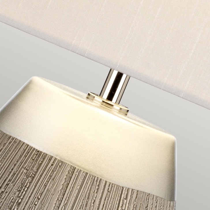 Quintiesse Harrow Silver Table Lamp Complete With Hepplewhite Light Grey Faux Silk Shade - QN-HARROW-TL