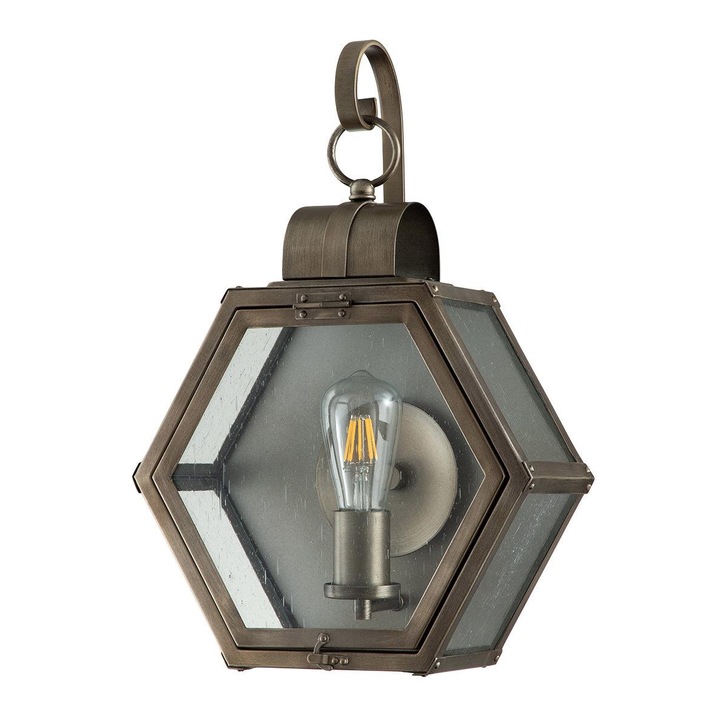 Quintiesse Heath 1 Light Medium Outdoor Wall Lantern In Burnished Bronze Finish Complete WIth Clear Seeded Glass - IP44 - QN-HEATH-M-BU